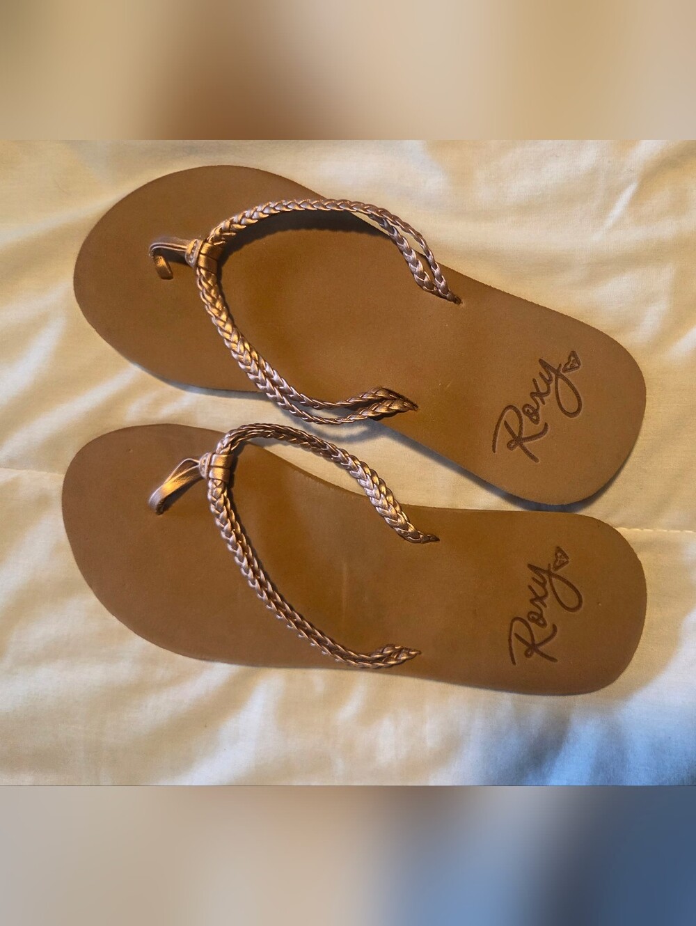 Roxy Women's Rose Gold Braided Strap Sandals